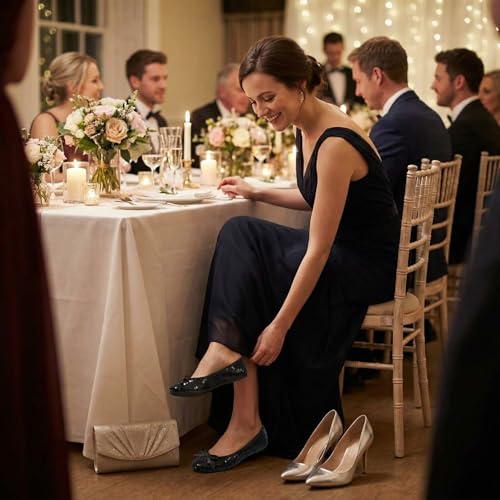 Rolly Flats Women's Foldable Ballet Flats – Portable Flat Shoes for Travel and Wedding that Fit in Your Purse (XXL, Black Sequin) - Image 3