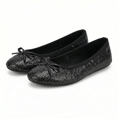Rolly Flats Women's Foldable Ballet Flats – Portable Flat Shoes for Travel and Wedding that Fit in Your Purse (XXL, Black Sequin) - Image 5