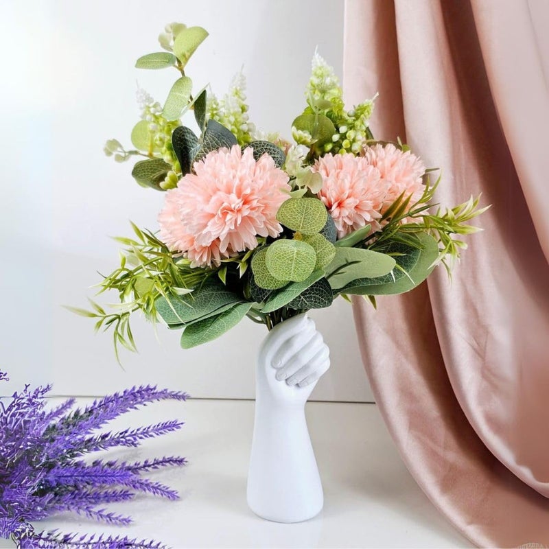 Satyam Kraft SATYAM KRAFT 1 Pcs Artificial Dahlia Ball Flower Stick for Home Office Bedroom Balcony Wedding Decoration and Craft Without Vase Pot Pink - Image 1