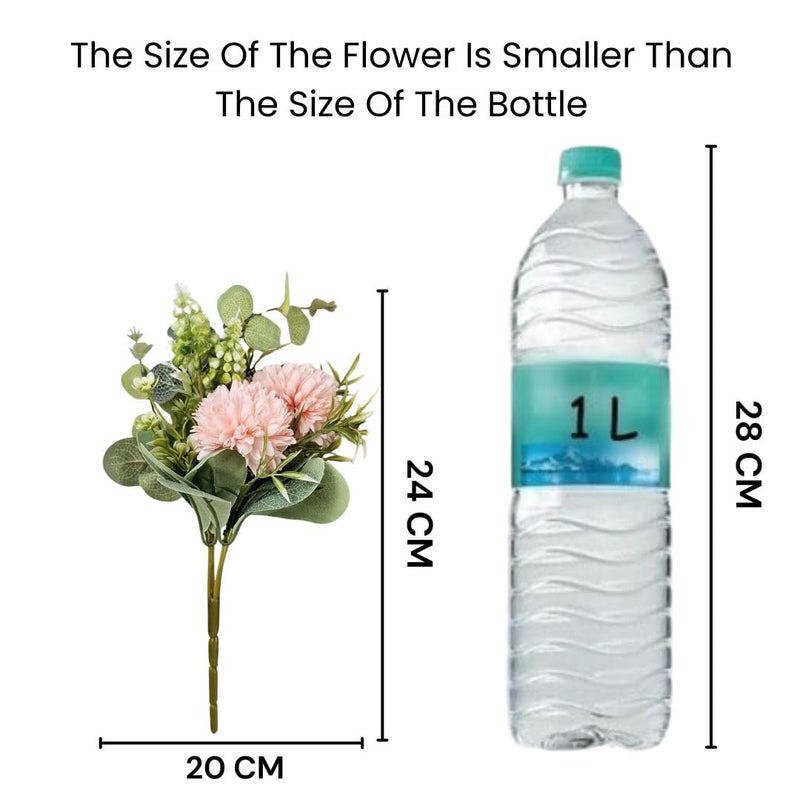 Satyam Kraft SATYAM KRAFT 1 Pcs Artificial Dahlia Ball Flower Stick for Home Office Bedroom Balcony Wedding Decoration and Craft Without Vase Pot Pink - Image 2