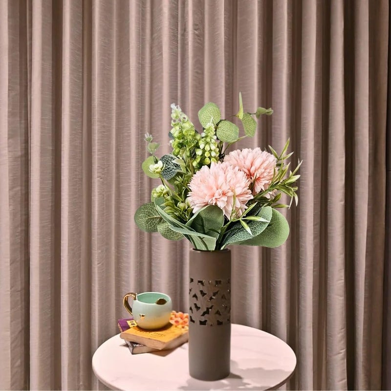 Satyam Kraft SATYAM KRAFT 1 Pcs Artificial Dahlia Ball Flower Stick for Home Office Bedroom Balcony Wedding Decoration and Craft Without Vase Pot Pink - Image 4