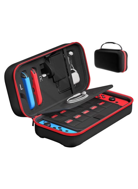 Durable Hard Carrying Case for Switch and Switch OLED, Protective Storage Case with Space for 20 Games, Console, and Accessories - Perfect for On-the-Go Gaming!