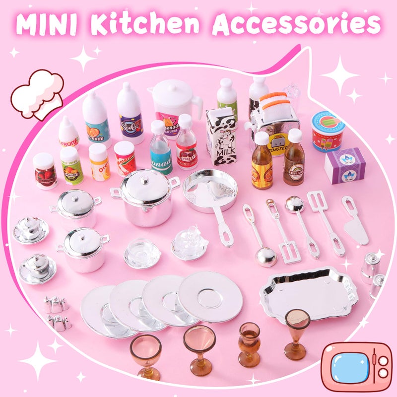 Mastom Kitchen Playset for Girls, Play Kitchen Toys for Dolls with Realistic Lights & Sounds, 56PCS Kids Pretend Play Kitchen Toy Accessories, Gifts for Toddlers Girls 3 4 5 6 Year Old - Image 5