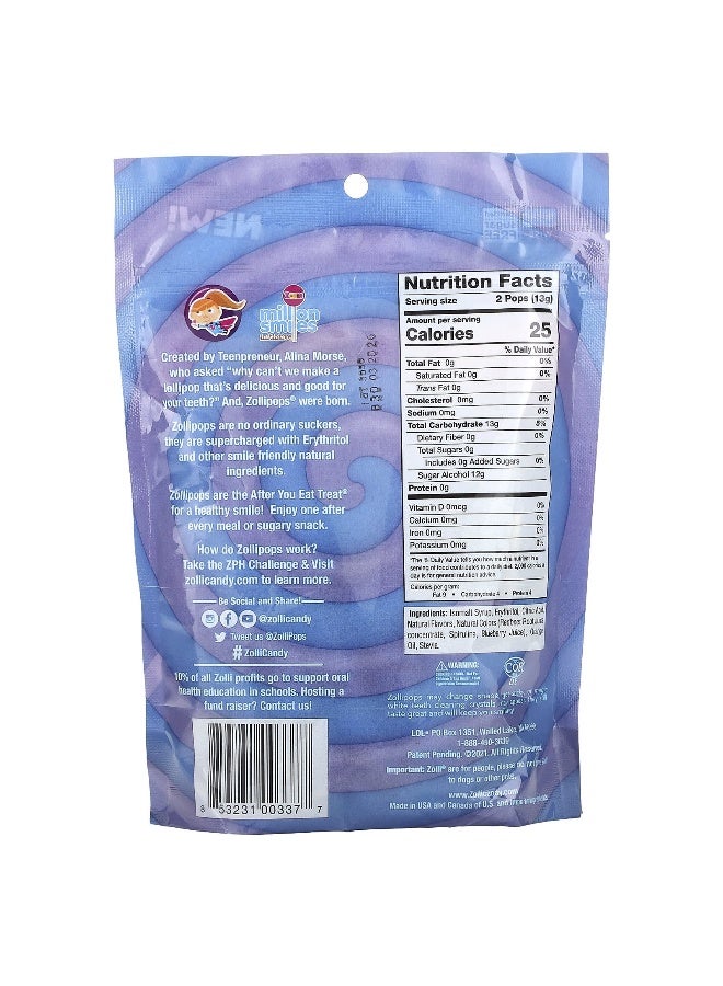 ZOLLIPOPS Zollipops, The Clean Teeth Pops, Grape + Blue Raspberry, Approx. 23-25 pops, 5.2 oz - Image 2