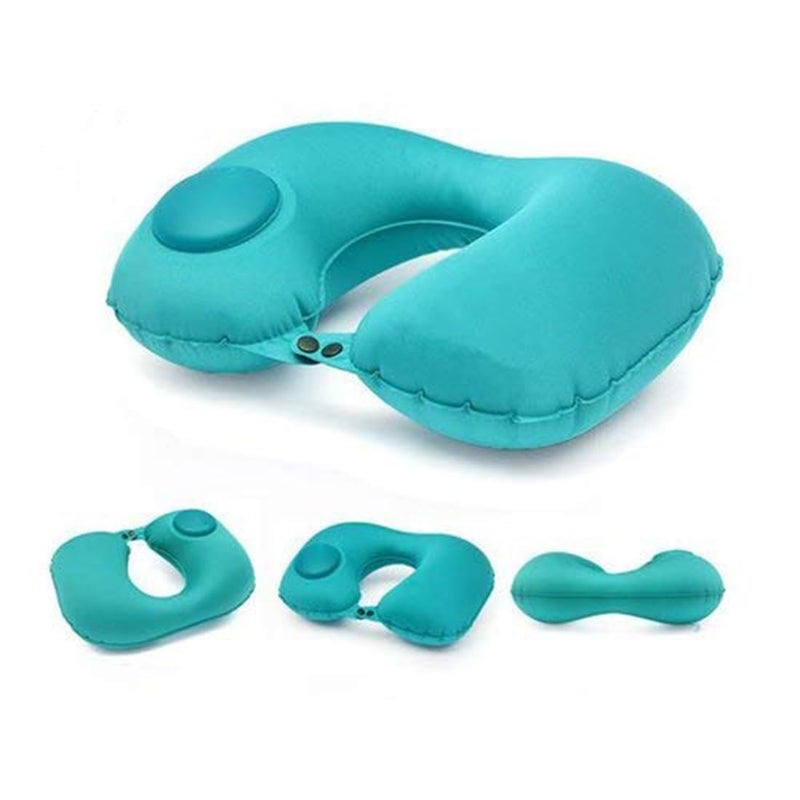 SKYPARKLE Travel Backpack Neck Pillow Manual Press Automatic Inflatable UShaped Pillow 1574 X 1102 InchMulti Color Soft Fabric  - Image 1