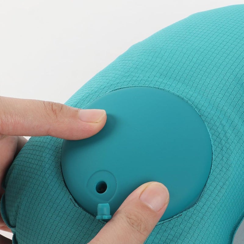 SKYPARKLE Travel Backpack Neck Pillow Manual Press Automatic Inflatable UShaped Pillow 1574 X 1102 InchMulti Color Soft Fabric  - Image 5