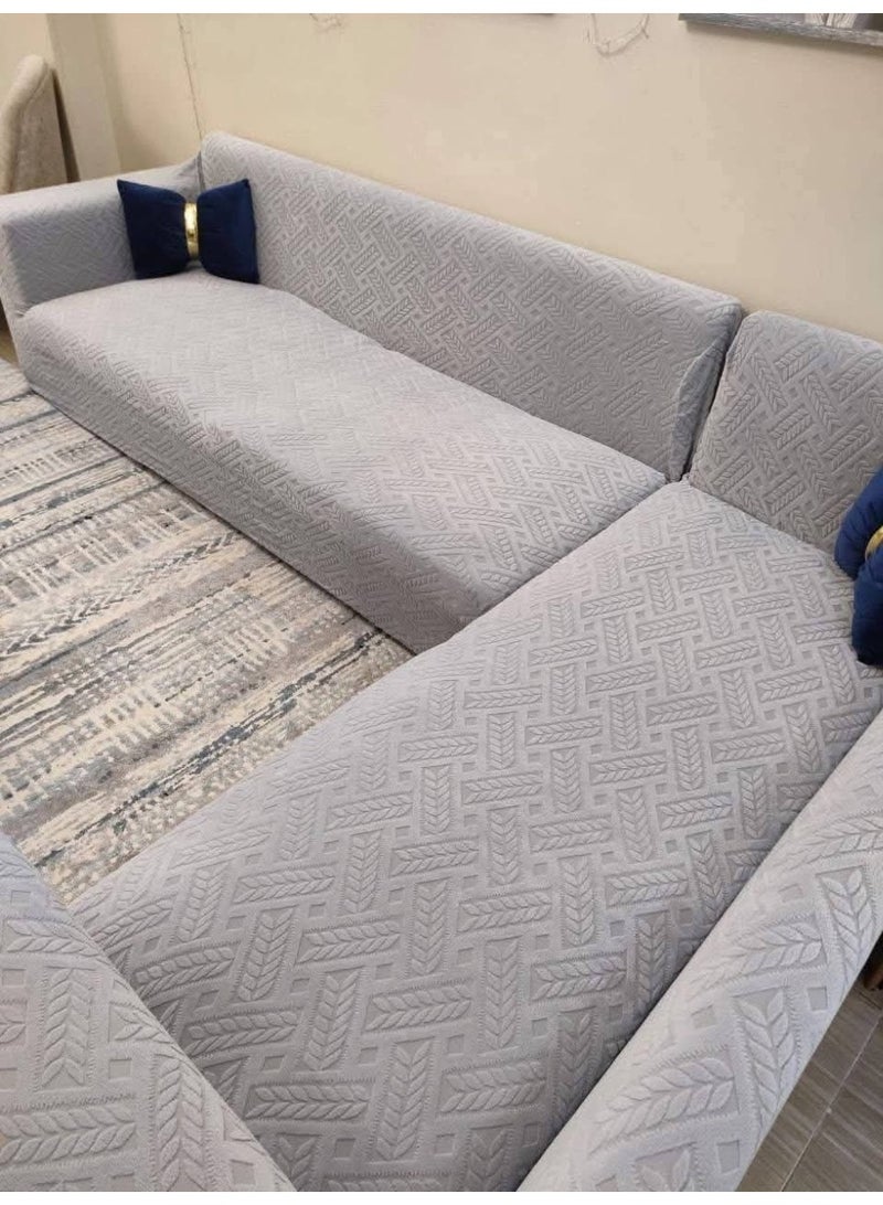 L-shaped corner sofa,  Excellent quality material  Interlock Lycra, stunning designs  Corner sofa set (2 pieces), fits up to 6 meters