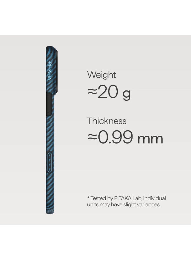 PITAKA iPhone 17 Pro Max Ultra-Slim Case 1500D Black/Blue (Twill) - Image 3