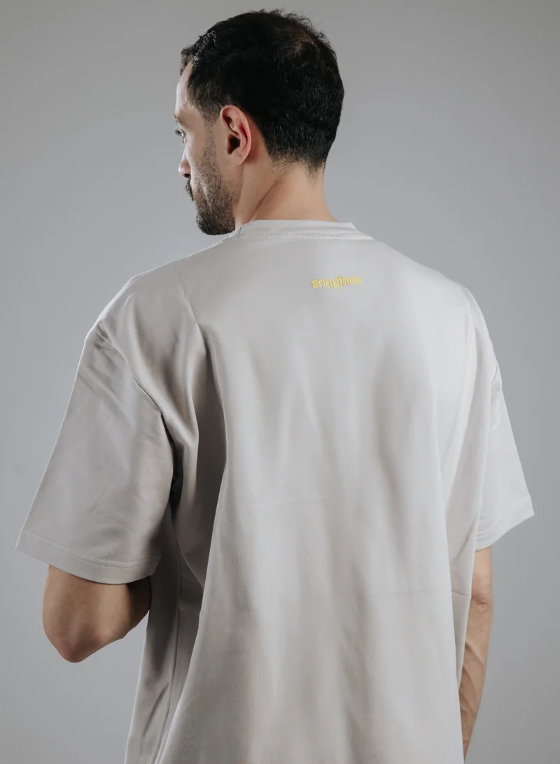 Snugface Snugface The Button Oversized Tshirts, Grey, SF15-6GRY, Size-S
