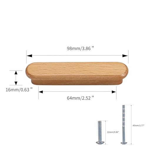 Evionlin Log Wood252 in 2 pcs Wood Drawer Knobs Pulls Handles Kitchen Cabinets Furniture Dresser Wardrobe Cupboard Drawer Knobs Pulls Handle - Image 3