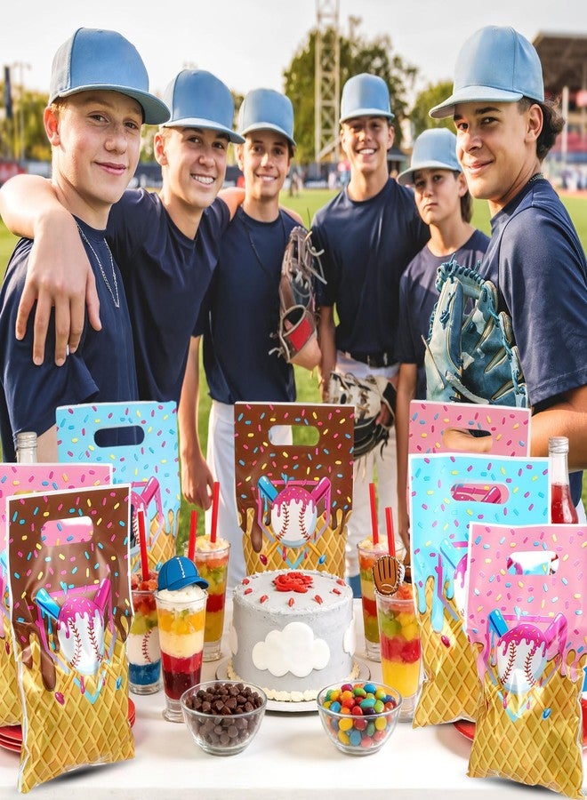 Glenmal 50 Pcs Baseball Ice Cream Drip Party Favors Gift Bags Plastic Ice Cream Baseball Goodie Candy Treat Snack Bags for Birthday Party Supplies - Image 5