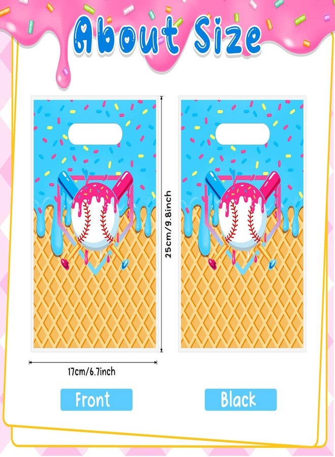 Glenmal 50 Pcs Baseball Ice Cream Drip Party Favors Gift Bags Plastic Ice Cream Baseball Goodie Candy Treat Snack Bags for Birthday Party Supplies - Image 2