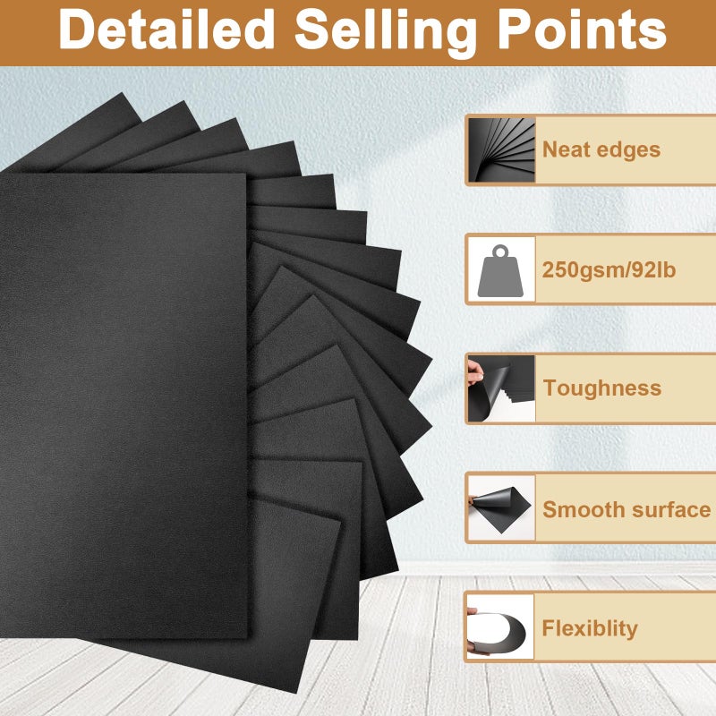Silunkia 28 Sheets Shimmer Black Cardstock 8.5 x 11 Heavyweight Paper, 250gsm/92lb Black Construction Paper Card Stock for Making Card, Greeting Cards, Office, Scrapbooking, Wedding Invitations - Image 3