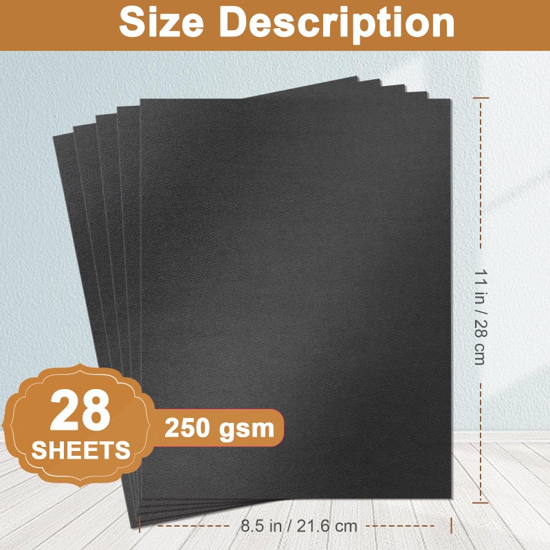 Silunkia 28 Sheets Shimmer Black Cardstock 8.5 x 11 Heavyweight Paper, 250gsm/92lb Black Construction Paper Card Stock for Making Card, Greeting Cards, Office, Scrapbooking, Wedding Invitations - Image 2