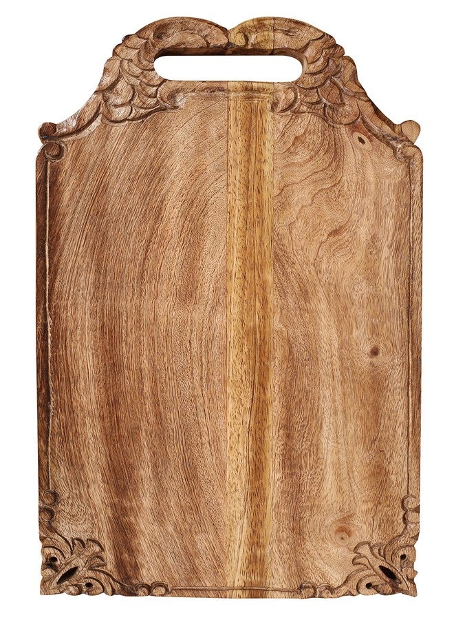 Winlay Mango wood hand carved Chopping & Serving Tray for kitchen, dining table and outdoor SIZE 16.5x9x0.95 inch - Image 1