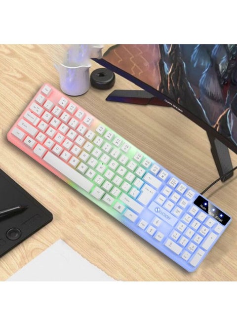 Li Magnesium TX35 Luminous Wired Keyboard Suspension Mechanical Feel Home Game Computer Keyboard USB Business Office-Color:Li Magnesium TX35 White Keyboard