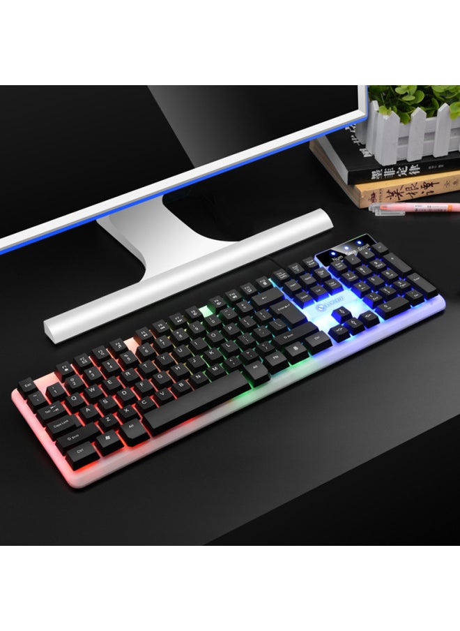 Li Magnesium TX35 Luminous Wired Keyboard Suspension Mechanical Feel Home Game Computer Keyboard USB Business Office-Color:Li Magnesium TX35 White Keyboard