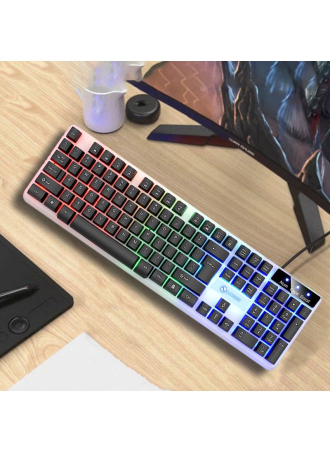 Li Magnesium TX35 Luminous Wired Keyboard Suspension Mechanical Feel Home Game Computer Keyboard USB Business Office-Color:Li Magnesium TX35 White Keyboard