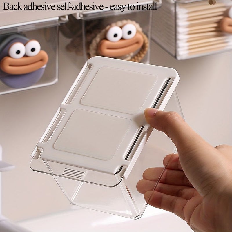 White 2 Piece Set Mini Drawer Box Under Desk Organizer Wall Mounted Adhesive Storage Holder For Paper Clips Pins Tape Multifunctional Plastic Back To School Supplies Desk Accessories For Home Organization - Image 5