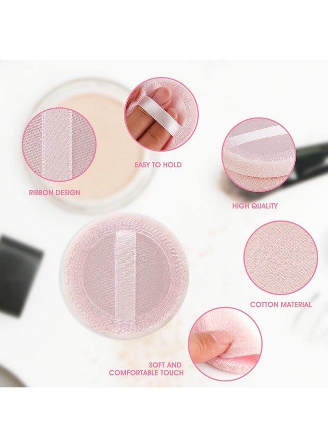 Sibba 12 Pcs Loose Powder Puff Pink Cotton Pads Face Body Makeup Velour With Ribbon Applicators Setting Round Make Up Eyeshadow Concealer Cosmetics Sponge - Image 3