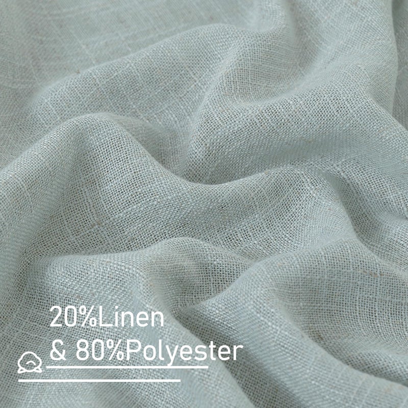LAMIT Greyish Blue Linen Curtains 45 Inches Long for Bedroom, Light Filtering Panels Back Tab and Rod Pocket Neutral Drapes for Kitchen/Window/Loft Room, 52 x 45 Inch, 2 Panels - Image 2