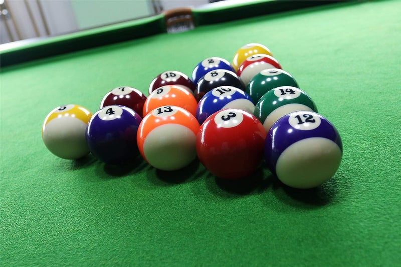 BETTERLINE Billiard Balls Set, Pool Table Triangle Ball Rack and 9-Ball Diamond Rack (Wood), 5 Cue Chalks and 2 Table Spot Stickers - Pool Table Accessories - Image 5