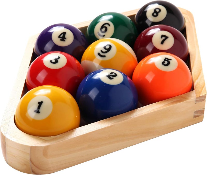 BETTERLINE Billiard Balls Set, Pool Table Triangle Ball Rack and 9-Ball Diamond Rack (Wood), 5 Cue Chalks and 2 Table Spot Stickers - Pool Table Accessories - Image 4