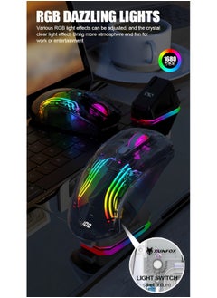 Fearlex Rechargeable Wireless Gaming Mouse | Transparent RGB Superlight Ergonomic 2.4 GHz Wireless Mouse with 4000 DPI | Programmable Wireless Gaming Mice with Magnetic charging base and Digital Display  - Image 3