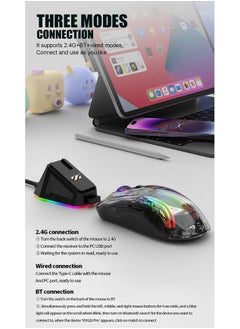 Fearlex Rechargeable Wireless Gaming Mouse | Transparent RGB Superlight Ergonomic 2.4 GHz Wireless Mouse with 4000 DPI | Programmable Wireless Gaming Mice with Magnetic charging base and Digital Display  - Image 2