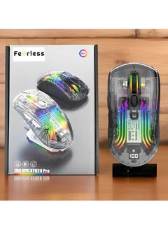 Fearlex Rechargeable Wireless Gaming Mouse | Transparent RGB Superlight Ergonomic 2.4 GHz Wireless Mouse with 4000 DPI | Programmable Wireless Gaming Mice with Magnetic charging base and Digital Display  - Image 1