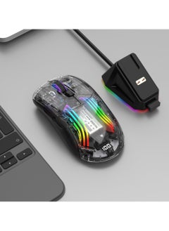 Fearlex Rechargeable Wireless Gaming Mouse | Transparent RGB Superlight Ergonomic 2.4 GHz Wireless Mouse with 4000 DPI | Programmable Wireless Gaming Mice with Magnetic charging base and Digital Display  - Image 4