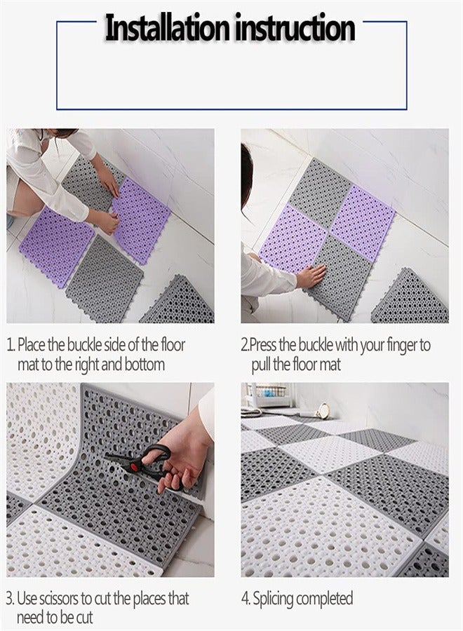 3PCS Bath Mat, Non Slip Shower Mat, Bathroom Mats Bathroom Rugs, Interlocking Soft PVC Floor Mats, - Image 4