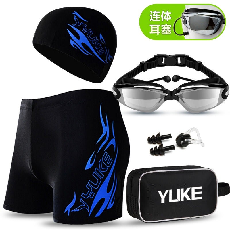 Yu Ke Men's Swim Trunks with Goggles & Swim Cap Set - Plus Size, Quick-Dry Beach Swimming Shorts for Adults - Image 2