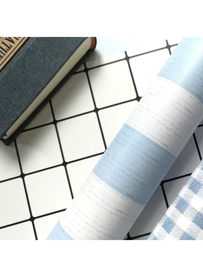 Bluejw Moisture-proof Self-adhesive Pvc Wallpaper Self-adhesive Bedroom Student Cartoon Plaid Wallpaper Cabinet Wardrobe Desktop Dormitory Sticker - Image 1