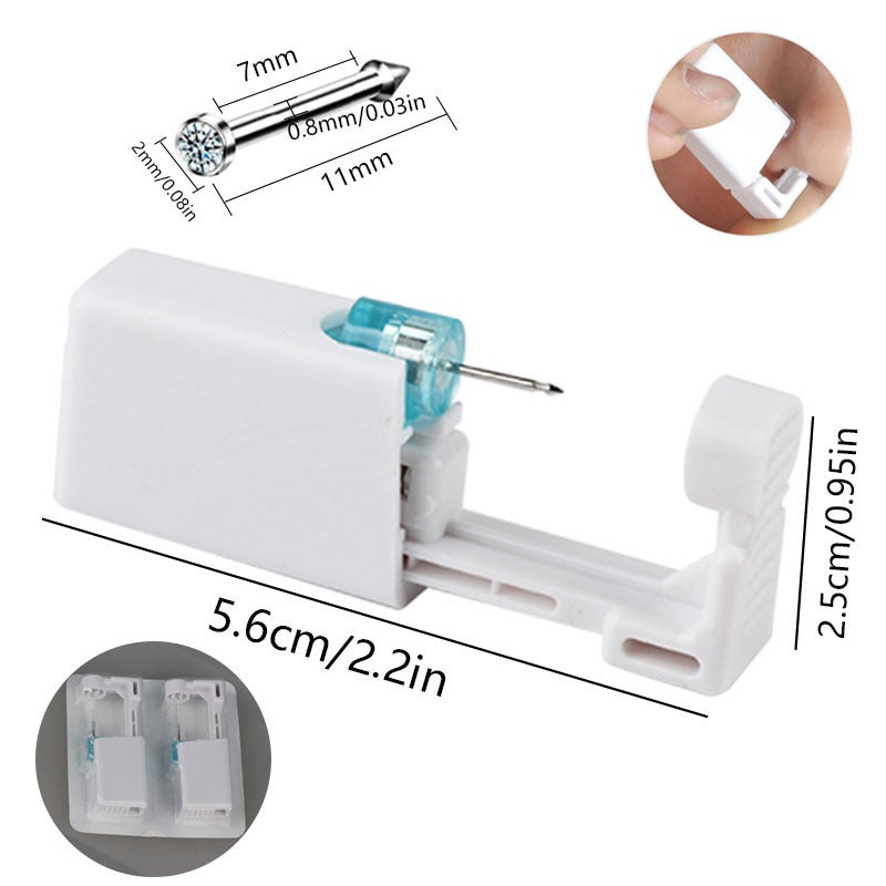 Disposable Piercing Gun Tool Kit with Nose Studs and Rings - Image 2