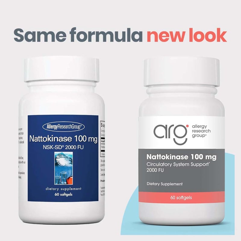 Allergy Research Group Nattokinase 2000 FU  100mg  Nattokinase Supplement for Women and Men Natural Enzyme Support for Heart and Blood Health  60 Softgels - Image 2