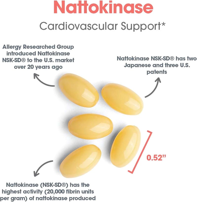 Allergy Research Group Nattokinase 2000 FU  100mg  Nattokinase Supplement for Women and Men Natural Enzyme Support for Heart and Blood Health  60 Softgels - Image 5