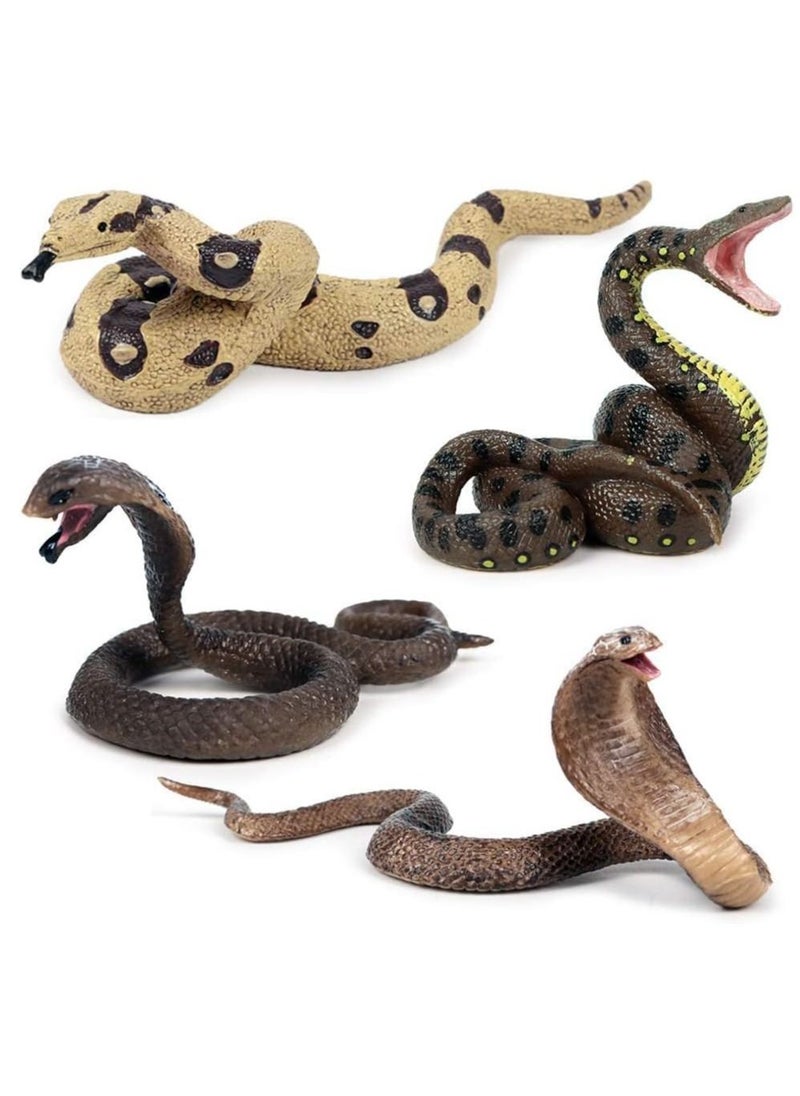 Y&D Realistic Wild Life, 4Pcs Action Model Lifelike Snake Toy Figurines Prank Props Stress Relif Toys Educational Birthday Gift for Kids  - Image 1