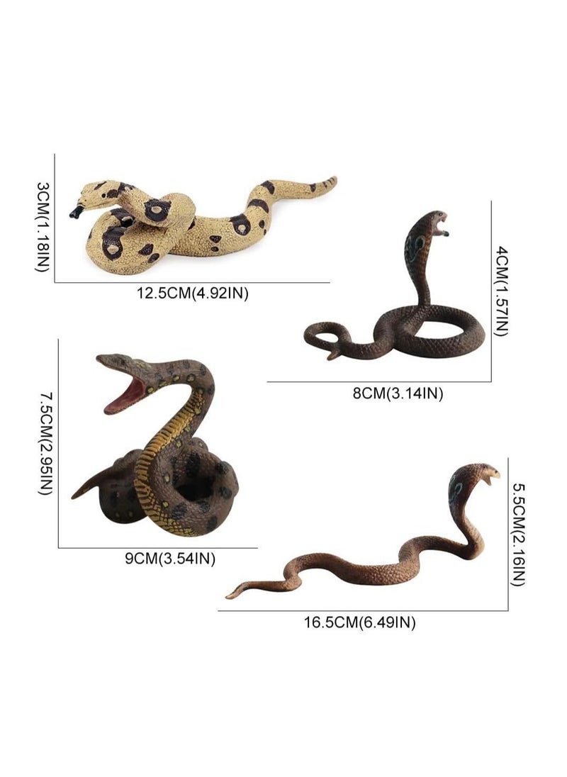Y&D Realistic Wild Life, 4Pcs Action Model Lifelike Snake Toy Figurines Prank Props Stress Relif Toys Educational Birthday Gift for Kids  - Image 5