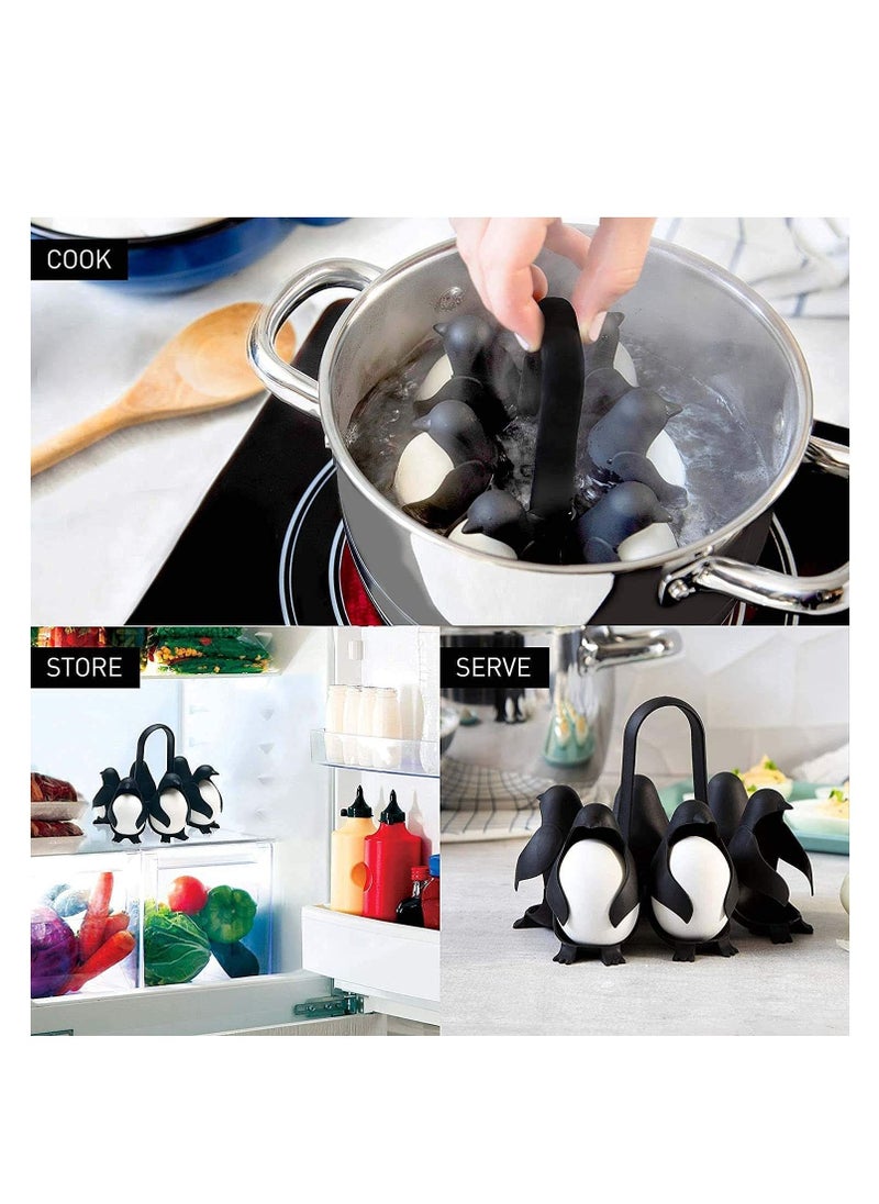 SYOSI - Kitchen Multifunctional Egg-Boiler Store and Serve Egg Holder, Penguin-Shaped Boiled Egg Cooker for Making Soft or Hard Boiled Eggs Holds 6 Eggs for Easy Cooking and Fridge Storage - Image 1
