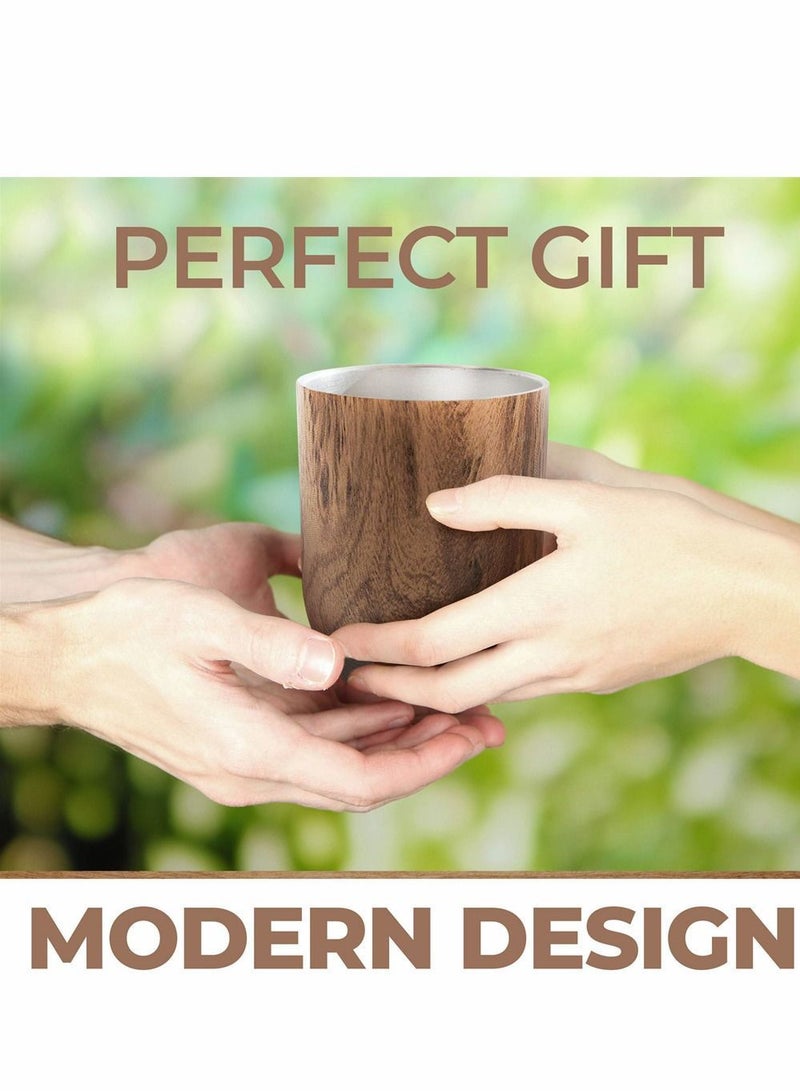 نيبمينينت طقم أكواب شاي من يربا مات ، يتضمن مصاصة بومبيلا وغطاء وفرشاة تنظيف كوب بجدار مزدوج الفولاذ المقاوم للصدأ لشرب أوراق Yerba Mate السائبة سهل التنظيف بني طبيعي 12 أونصة - Image 4