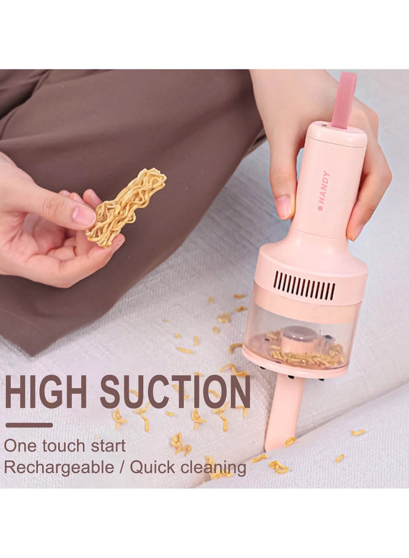 هاندي مكنسة كهربائية صغيرة للمنزل والسيارة لاسلكية محمولة باليد باللون الوردي - Image 1