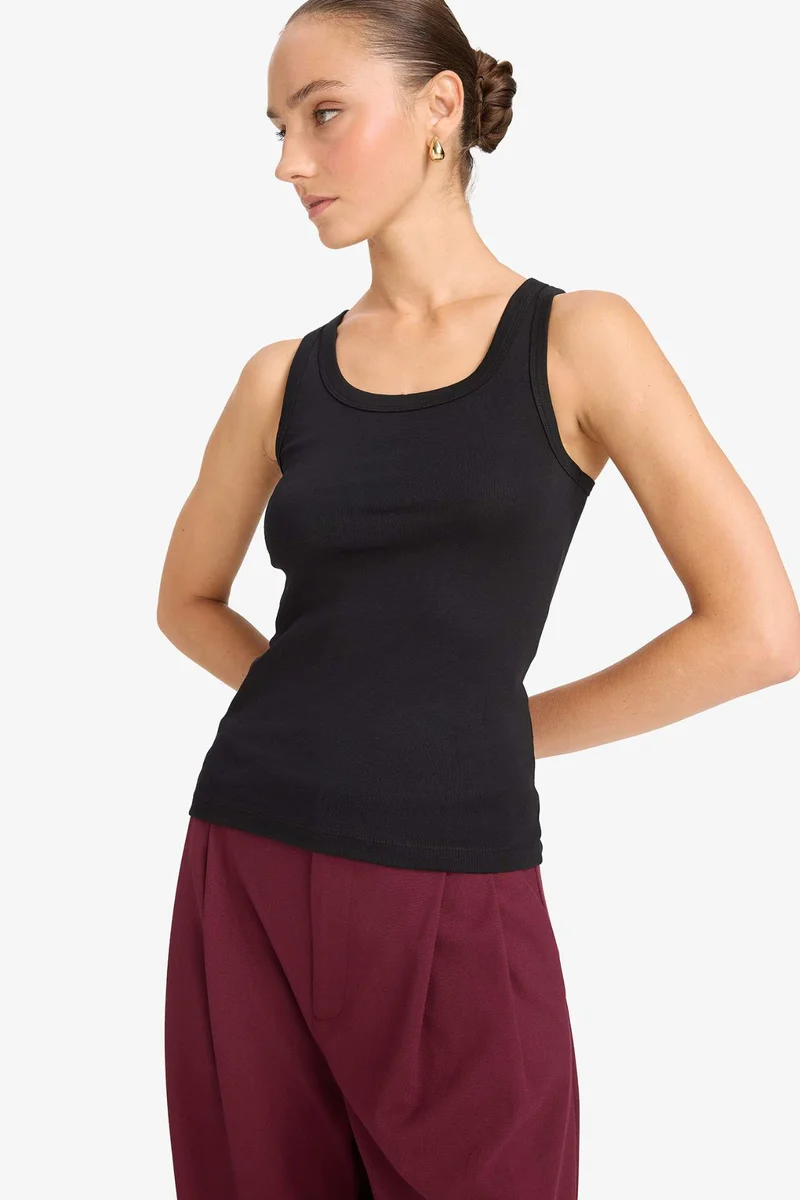 DeFacto Slim Fit Basic Camisole Round Collar Tank Top