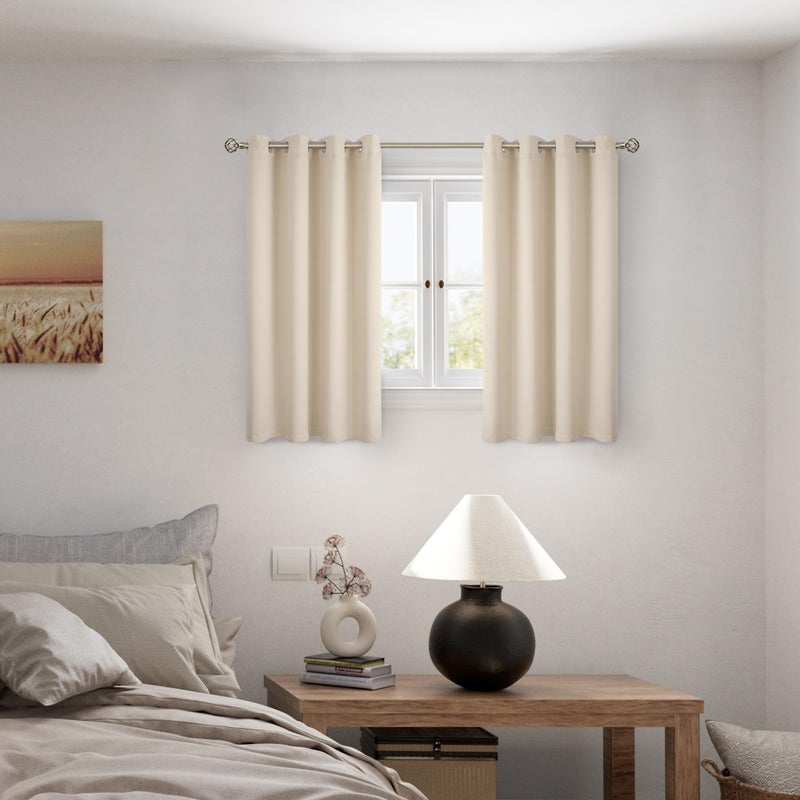 BGment Short 100% Blackout Curtains for Bedroom  Thermal Insulated Energy Efficiency Noise Reducing Grommet Curtains 54 Inch Length with Liner for Small Window 2 Panels Each 52 Inch Wide  Champagne - Image 2