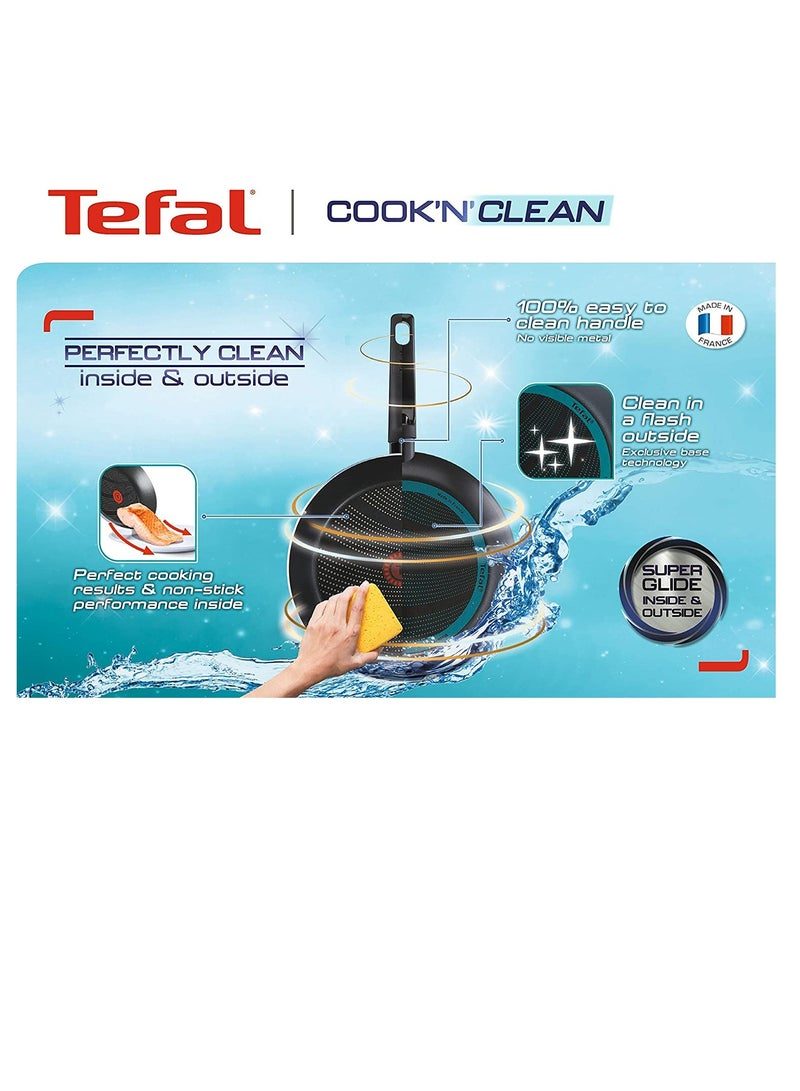 Tefal Cook 'N' Clean Non-Stick Frying Pan with Thermo-Spot, Aluminium, 24 + 28 cm black - Image 4