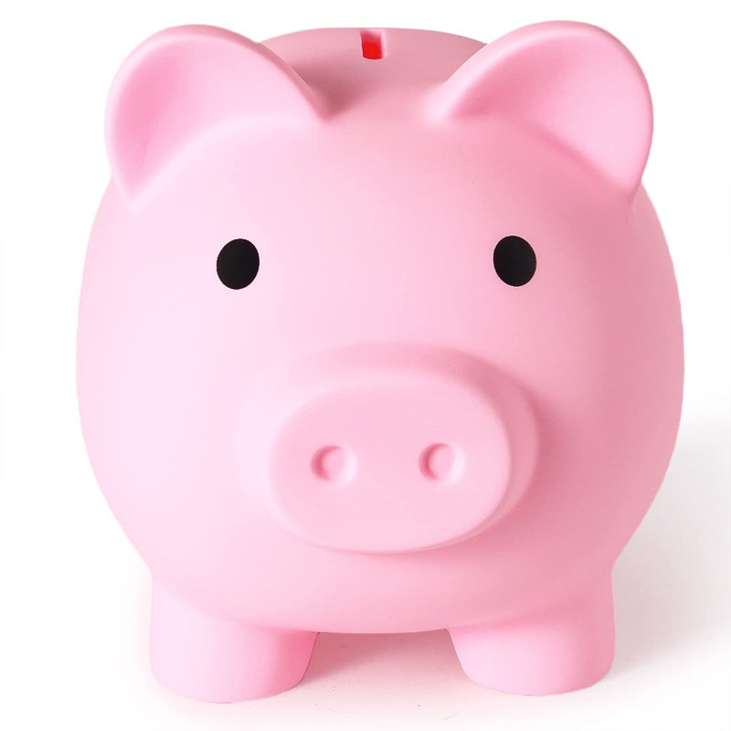 PJDRLLC Large Piggy Bank, Unbreakable Plastic Money Bank, Coin Bank for Girls and Boys, Large Size Piggy Banks, Practical Gifts for Birthday, Easter, Christmas (Pink) - Image 1