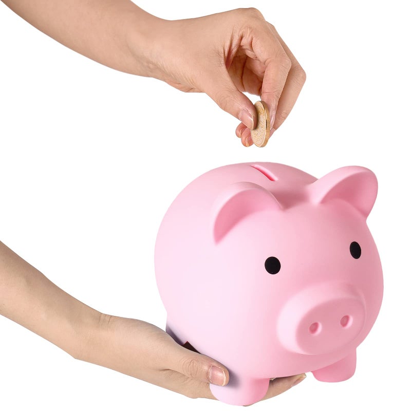 PJDRLLC Large Piggy Bank, Unbreakable Plastic Money Bank, Coin Bank for Girls and Boys, Large Size Piggy Banks, Practical Gifts for Birthday, Easter, Christmas (Pink) - Image 3