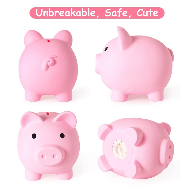 PJDRLLC Large Piggy Bank, Unbreakable Plastic Money Bank, Coin Bank for Girls and Boys, Large Size Piggy Banks, Practical Gifts for Birthday, Easter, Christmas (Pink) - Image 5