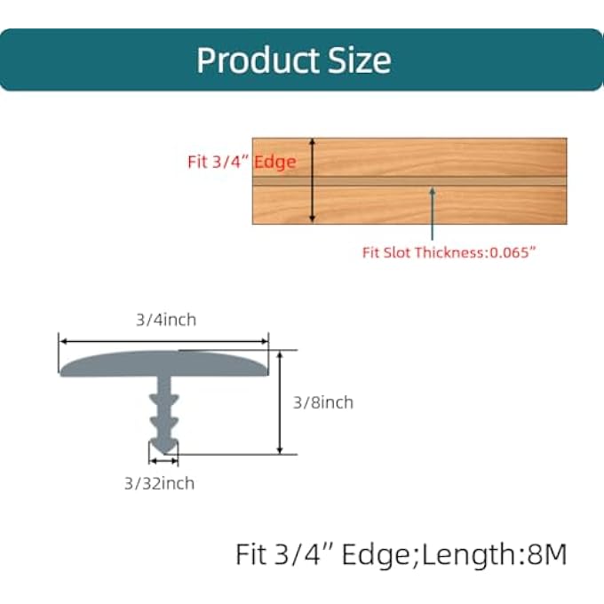 T RUBBER TRIM MOLDING, FIT 3/4 INCH EDGE, EDGING SHELF BANDING, CENTER BARB TEE MOULDING FOR TABLES, GAME AND ARCADE MACHINES DECORATIVE, GRAY, 26FT(8M) - Image 3