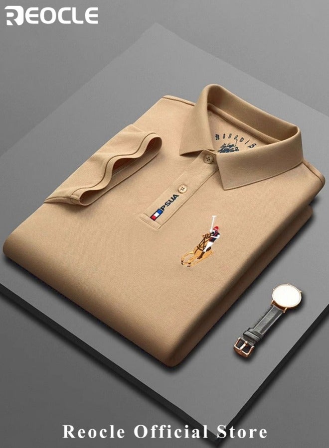 ريوكل قميص بولو رجالي مطرّز قميص كاجوال للأعمال بأكمام قصيرة قمصان غولف مزودة بأزرار - Image 4